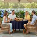 LUSHVIDA Round Outdoor Tablecloth with Umbrella Hole and Zipper, 60 Inch Navy, Washable Waterproof Table Cloth Spill Proof Wrinkle Free Table Cover for Patio Spring Summer Picnic BBQS