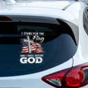 Christian Cross US Flag Car Decal – I Stand for the Flag and Kneel Before God Sticker, Patriotic Religious Vinyl Window Decal for Car Truck SUV Bumper Laptop Mirror, Waterproof – 6.2 x 4.7 Inch