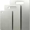 3 PCS Stainless Steel Cutting Boards for Kitchen, 304 Metal Non Stick Small Chopping Board Set, Dishwasher Safe & Warp Proof (13.4 x 9, 11.8 x 7.9, 9.4 x 5.9 in)