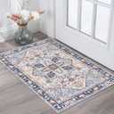 KOZYFLY Small Area Rug 2x3 Ft Rugs for Entryway Washable Boho Entry Rug Non Slip Door Mat Indoor Entrance Faux Wool Vintage Printed Kitchen Rug Throw Rugs for Entrance Kitchen, Blue Gray/Cream