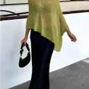 SHENHE Women's Sheer Poncho Shrug Top Lightweight Flowy Knit Sweater Poncho Pullover (Green)