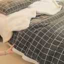 Sherpa Fleece Throw Blanket for Couch - Thick and Warm Bed Blanket Dual Sided,Soft Fuzzy Plush Throw Blanket,Twin Size 60x80 Inches (Checkered Light Grey)