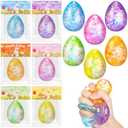 Seenelling 12 Pack Easter Egg Stress Balls for Kids, 2 ×2.8 Soft Mochi Squeeze Fidgets, Squeeze Toys Easter Basket Stuffers, School Classroom Children's Day Exchange Gifts, Party Favors