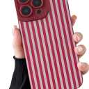 Compatible with iPhone 14 Pro Case, Aesthetic Cute Fashion Striped Pattern with Shockproof Soft TPU Protective Phone Case for Women Compatible for iPhone 14 Pro 6.1", Red