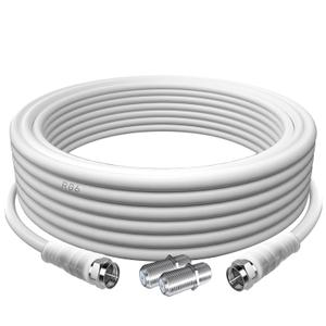 TUOLNK RG6 F Type TV Aerial Cable, F Male to F Male High-Speed RG6 Coaxial Cable F Type Female Gender Changers Connector 75 Ohm, for Cable Box, TV, Satellite, Digital Router 16.4FT(5M), White