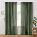 MIULEE Olive Green Linen Curtains 90 Inches Long 2 Panels for Bedroom Living Room, Back Tab & Pleat Tape with Hooks Soft Thick Linen Textured Window Drapes Semi Sheer Light Filtering Burlap Look Decor