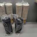 Tamone 100 Pack 12 oz Thanksgiving Cups Fall Disposable Coffee Cups with Lids, Paper Coffee Cups with Lids, Cold/Hot Drinking Paper Cups for Coffee, Water, Juice or Tea, Disposable Paper Cups for Home (Dark Brown)