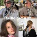 Large Silk Feeling Hair Scarf Bandanas for Women Elegant Silky Satin Neck Scarves 35inches Square Hair Sleeping Wrap (12 S12 Beige Bloom)