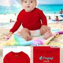 Baby Todder Rash Guard Shirts SPF Long Sleeve Swim Shirts Sun Protection Rashguard Swimwear for Baby Boys Girls (Red)