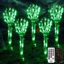 Halloween Decorations Outdoor Skeleton Stakes - 5 Pack Light Up Arm Stakes Decor 150 LED Waterproof Hands Pathway Lights with 11 Lighting Modes Indoor Outside Yard Lawn Garden Scary Creepy Party Props