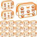 18 Pcs Basketball Clear Makeup Bags 7 x 4.7 x 2.4 Inch Basketball Goodie Gift Bags Waterproof PVC Cosmetic Pouch with Zipper Portable Travel Pouch Organizer for Team Gift & Sport Party Favor