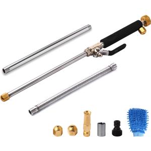 High Pressure Power Washer Wand, Hydro Jet Water Wand Pressure Sprayer,Flexible Garden Watering Wand with 3 Hose Nozzle Universal Hose End for Car Pet Window Patio Gutter Cleaning Tool Black