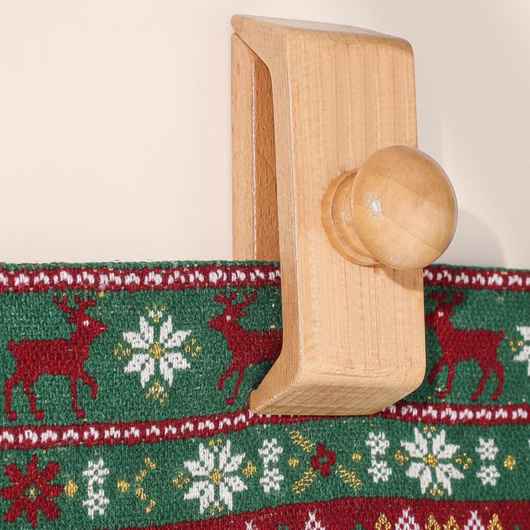 Marsui 4 Pcs Large Tapestry Hangers, Wooden Quilt Hanger for Wall for Display, Rug Hanger for Walls, Quilt Rack Clamps with Hardware Screws for Fabric and Wool Blanket Carpet Hanging(Natural)