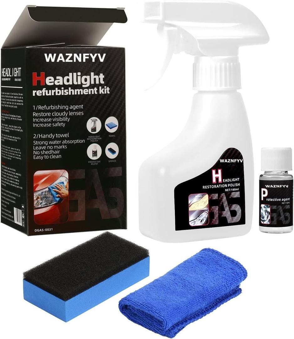 Headlight Restoration Kit, Automotive Headlight Cleaner Oxidized and Yellowed Head Light Restoring Kit for All Vehicle Types (400, Grams)