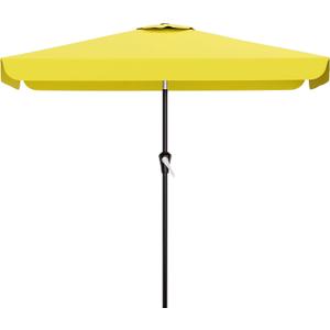 AreShark 6.5 x 10 FT Rectangular Valance Patio Umbrella, Outdoor Umbrella with Tilt and Crank, Market Table Umbrellas W/ 6 Ribs UV Protection for Garden, Deck, Backyard and Pool, Yellow
