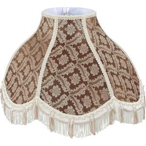 Aspen Creative 30309 Transitional Scallop Bell Shape Spider Construction Lamp Shade in Brown with Beige Trim, 17" wide (6" x 17" x 12")