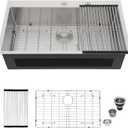 Mocoloo 32 Inch Drop In Kitchen Sink - 32 x 18 Inch Stainless Steel Kitchen Sinks Topmount 16 Gauge Single Bowl Above Counter Handmade Sink, 10'' Deep Basin, 32"x18"x10"