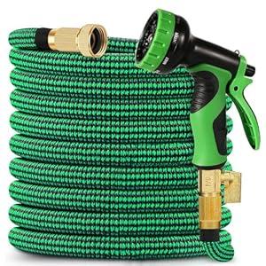 100 ft  Expandable Garden Hose, 2025 New Ultra Lightweight Kink Free Flexible Water Hose 75ft, 10 Pattern Spray Nozzle, Leak-Proof Solid Brass Fittings, High-Density Outer Fabric & Durable Inner Core