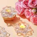 meekoo 12 Pcs Crystal Glass Lotus Candle Holders Lotus Crystal Tealight Candle Holders for Christmas Home Decor Wedding Party
