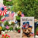 2 x Welcome 4th of July Bear Patriotic Garden Flag, America USA Stars Dark Blue Yard Lawn Outside Decor, Memorial Day Independence Day Outdoor Home Decoration Double Sided 12 x 18 inch