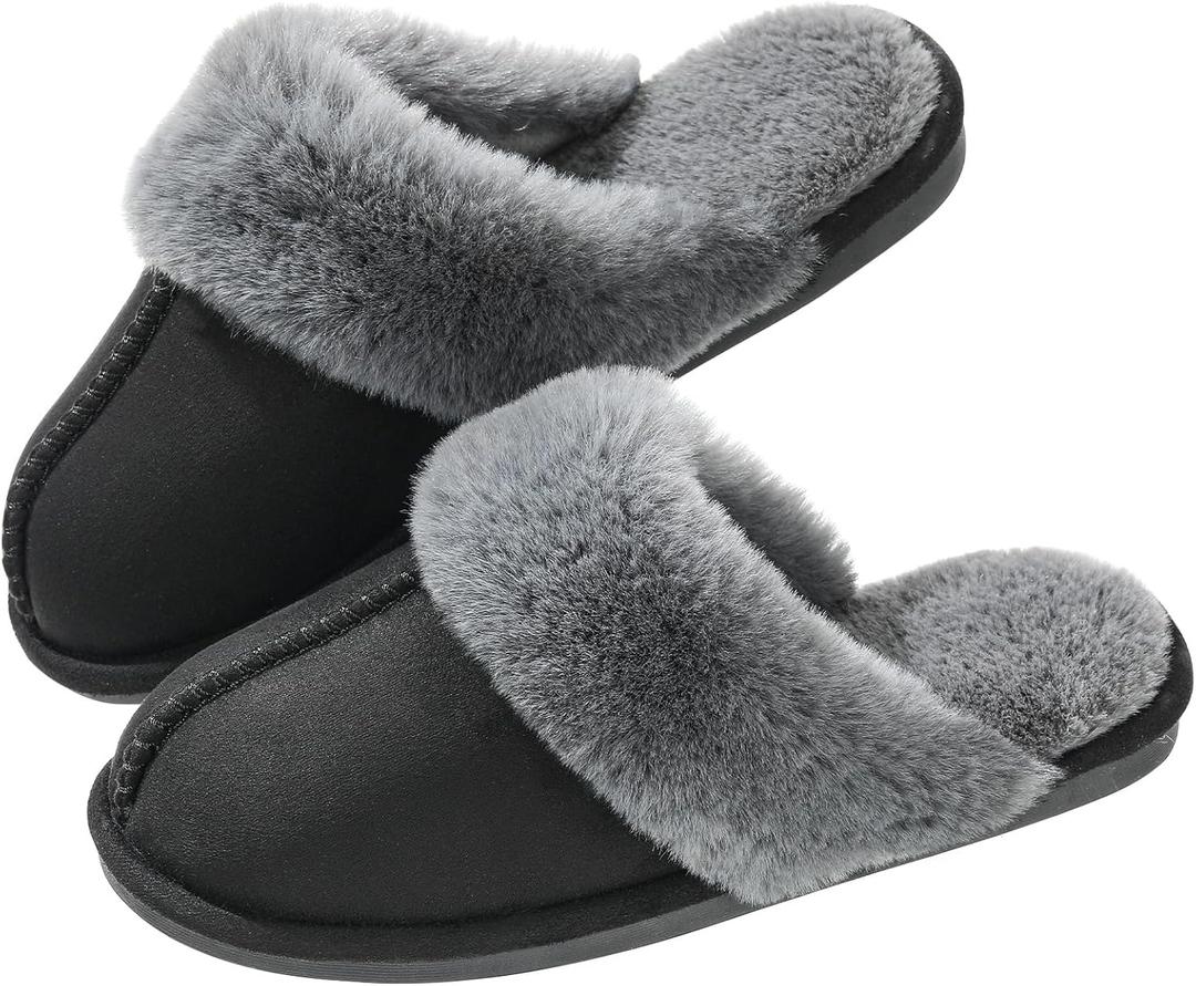 Parlovable Women's Memory Foam Slippers - Cloud-Like Comfort for Hard Floors, Ultra-Soft Machine Washable Indoor Outdoor House Shoes with Non-Slip Sole (5-6, Black)