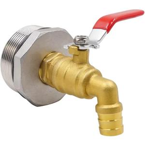 55 Gallon Drum Faucet with epdm Gasket, 50 gal Oil Water rain Barrel Valve Bucket Spigot, NPT3/4 Thread 5/8 inch Barb Brass Valve & 2" Stainless Steel Adapter kit