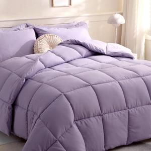 DOWNCOOL Comforters Queen Size, Duvet Insert, Light Purple All Season Duvet, Lightweight Quilt, Down Alternative Hotel Comforter with Corner Tabs (Light Purple, Queen 88x92 Inches)