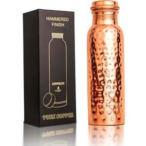 New Launch Copper Water Bottle 34 Ounces | 100% Pure Copper For Ayurveda Health Benifit | Hammered Design Handmade For Drinking Water | Tested Leak Proof Lid