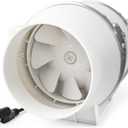 6 Inch Duct Fan, Inline Ventilation Exhaust Fan, 390 CFM Duct Intake High Efficiency Air Fan for Vent Bathroom, Kitchen, Grow Tent, Hydroponics, 3D Printer