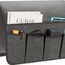 Sofa Armrest Organizer, Remote Control Holder for Recliner Couch, Arm Chair Caddy with 6 Pockets for Magazine, Tablet, Phone, iPad (W19'' x L33'', Dark Grey)