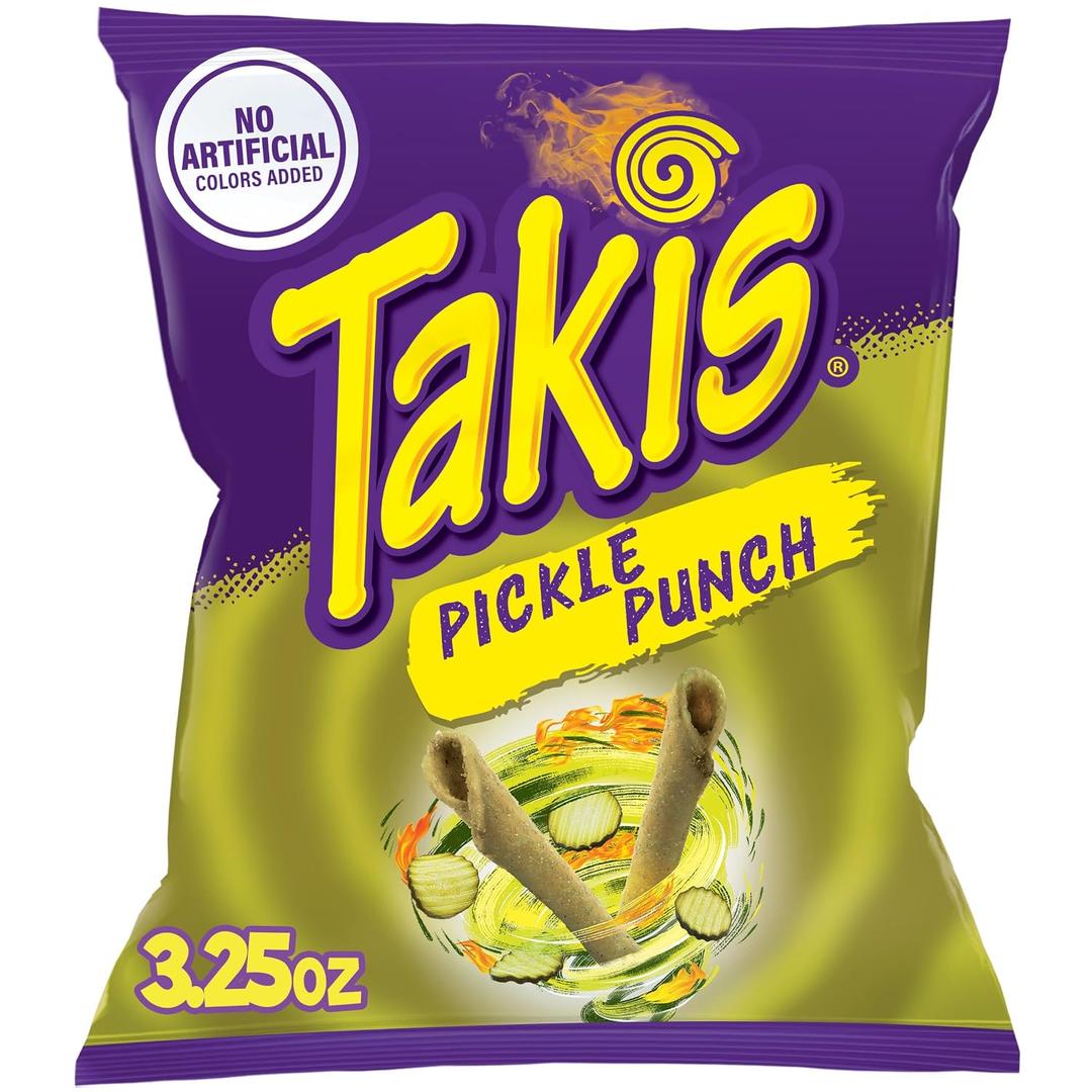 6 x Takis Pickle Punch Rolled Tortilla Chips, 3.25oz Bag (EXP 10/12/26)