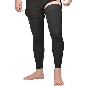 KEKING Full Leg Compression Sleeves, Unisex, Thigh High Compression Stocking 20-30mmHg Graduated Support for Thigh Calf Knee, Running, Basketball, Reduce Varicose Veins and Swelling, All Black L