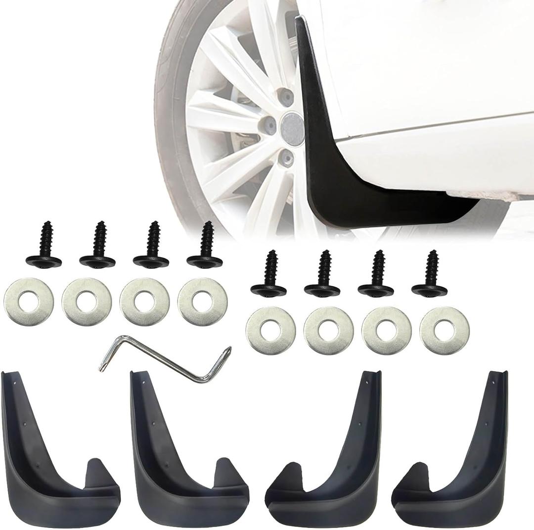 Mud Flaps, Splash Guard, No Drilling Required Mud Guards with Hardware Kits, Front and Rear Side Splash Guards Vehicle Sediment Protection Automotive Exterior Accessories for Car Truck SUV