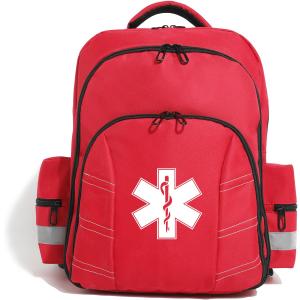 Red Medicine Backpack for School Empty First Aid Bag for Trauma Medication Safety Backpack Travel Paramedic Bag EMS EMT for Nurse Responder(bag only)