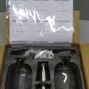 Mouthwash Dispenser for Bathroom, 12.7 oz, 2 Pack - Glass Mouthwash Bottle with 304 Stainless Steel Spout & Minimalist Labels, Style Mouthwash Container, Silver