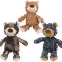 Dog Companion For Heavy Chewers-New Indestructible Robust Bear Dog Toy, Resistant Squeaky Dog ToysFor Heavy Chewers , Unbreakable Stuffed Plush Dog Toys For Aggressive Chewers (G-Navy+Oak+Purple)