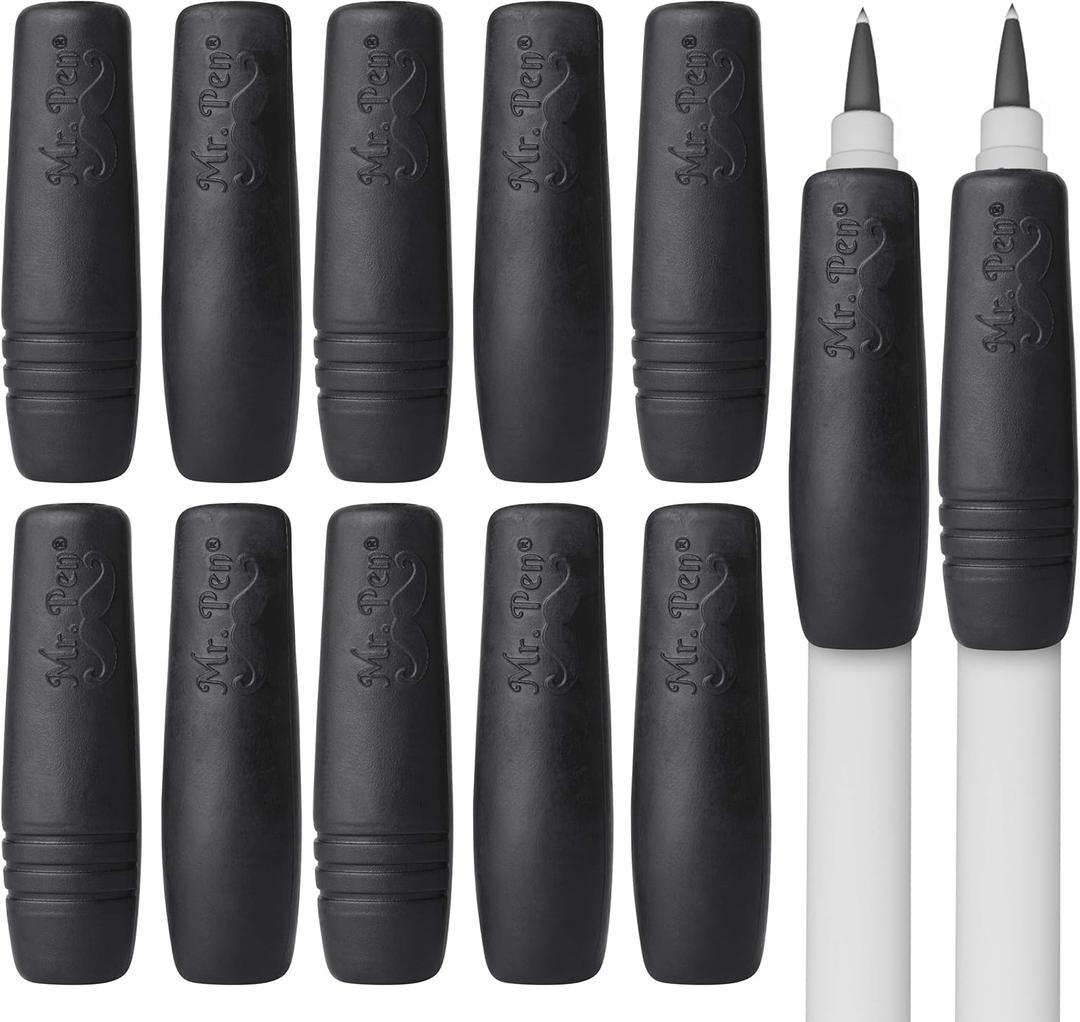 Mr. Pen- Pencil and Pen Grips, 12 Pack, Black, Pencil Grips for Adults, Rubber Pencil Grips, Pen Grips for Adults with Arthritis, Ergonomic Pencil Grip, Pen Gripper