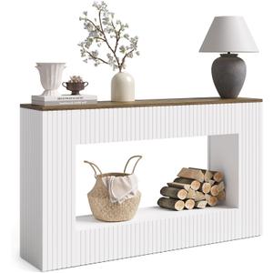 LITTLE TREE White Console Table for Entryway, 55 Inch Long Narrow Farmhouse Sofa Table with Storage for Living Room, Hallway, Entry, Behind Couch, Entrance, Foyer