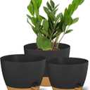 ZMTECH 9/10/12 Inch Plant Pots Sets, Selfwatering Planters with Drainage Holes Saucers for Indoor Outdoor Plants, Plastic Flower Pots for House Kitchen Window Garden(Black, 3 Pack)