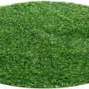 PRETYZOOM Artificial Grass Tablecloth, 19.6'' Round Glass Table Mat with Non-Slip Base, Plastic Green Turf for Balcony, Patio, Wedding Tabletop Faux Grass Mat Decoration