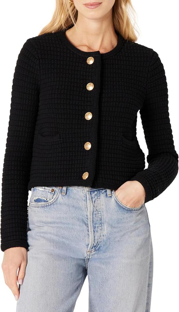 Amazon Essentials Women's Regular-Fit Midweight Cardigan Sweater (X-Large, Black)
