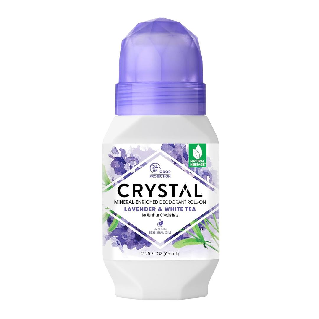 Crystal Mineral Deodorant Roll-On, Lavender & White Tea, Purple, 2.25 Fl Oz