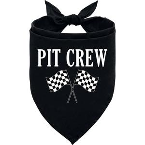 Pit Crew Dog Bandana - Checkered Flags Race Car Flag - Funny Cute Triangle Scarf for Large Dogs (L)