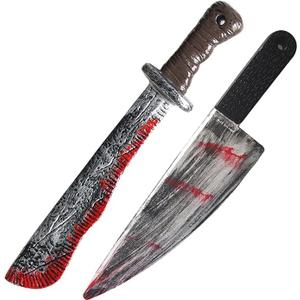 G-LOVELY'S 2 Pieces Realistic Fake Knife Set, Halloween Knife Props Cosplay Props for Party Decorations Supplies