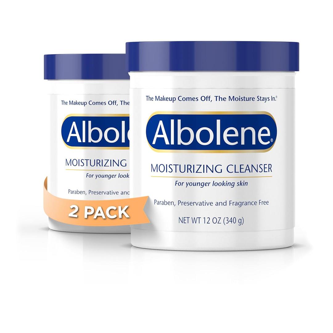 Albolene Moisturizing Cleanser & Makeup Remover Balm - Fragrance-Free Facial Cream for Cleansing & Hydration - Multi-Use Skincare for All Skin Types - No Harsh Chemicals - 12 oz (Pack of 2)