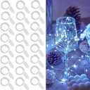 WATERGLIDE 24 Pack Fairy Lights Battery Operated (Included), 7 ft 20 LED Mini String Lights, Waterproof Silver Wire Firefly Starry Lights for DIY Wedding Christmas Party Mason Jars Decor, Cool White