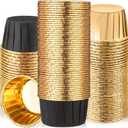 300 Pack Graduation Black Gold Cupcake Liners Bulk Disposable Foil Muffin Cups 3.5 oz Wrappers for Baking Aluminum Paper Mini Metallic Disposable Holiday Party Wedding Festival Supply