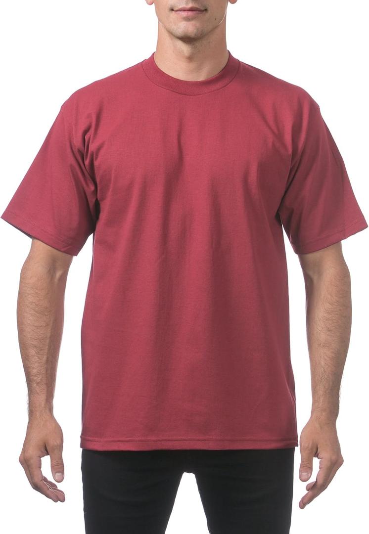 Pro Club Men's Heavyweight Cotton Short Sleeve Crew Neck T-Shirt (Red, XL)