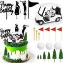 21 Pack Golf Cake Decorations Set with Golf Cart Toy Flag Golf Ball Green Tree, Golf Birthday Cake Toppers for Golf Theme Birthday Party Decoration Supplies