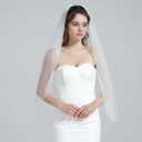 BEAUTELICATE Wedding Bridal Veil with Comb 1 Tier Cut Edge Fingertip&Cathedral Length, Light Ivory, Elbow Length 28"